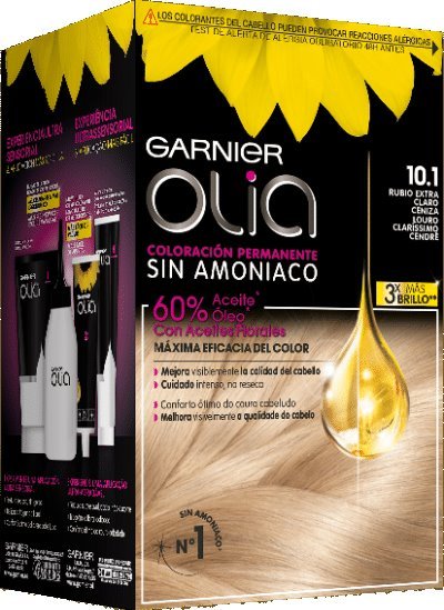 Inconsistente A veces Muy enojado Coloración sin amoníaco rubio extra claro ceniza 10.1 Olia | Garnier