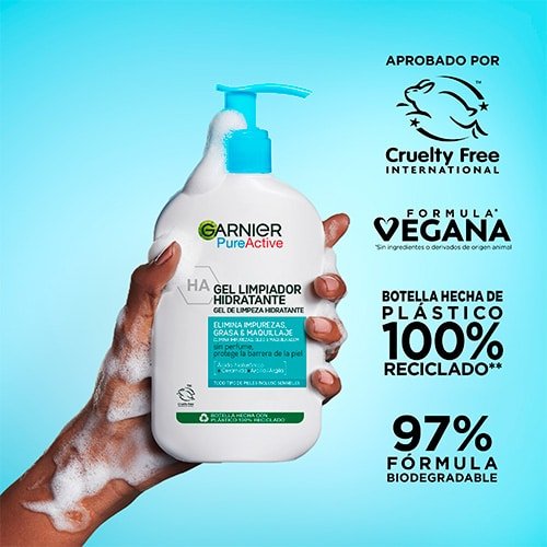 Pure Active Gel Limpiador Hidratante con Ácido Hialurónico y Arcilla Purificante