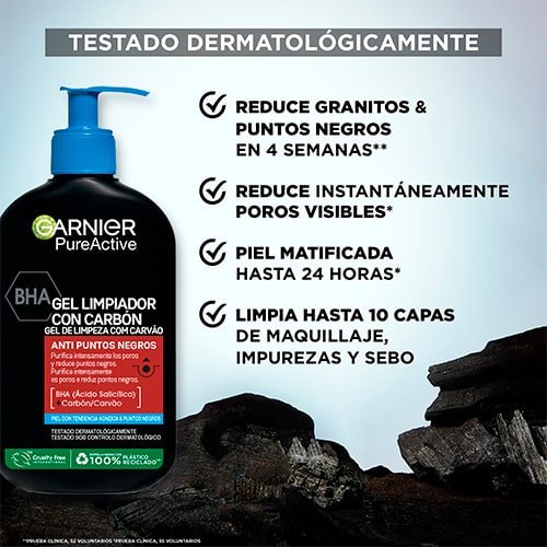 Pure Active Gel Limpiador Profundo con Carbón Piel para piel con tendencia acnéica