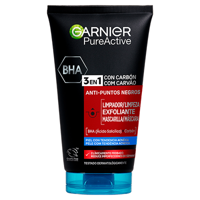 Gel Limpiador y Exfoliante Facial con Carbón 3 en 1