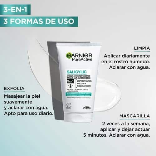 Pure active gel limpiador 3 en 1 arcilla