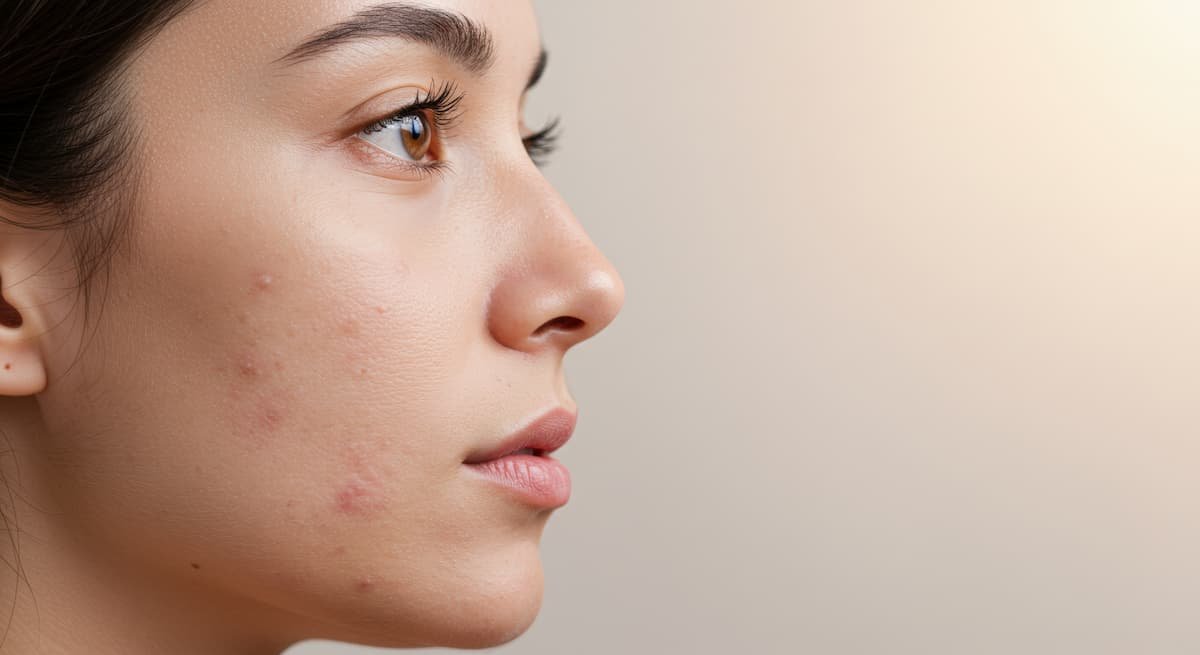 Mujer tocándose la barbilla