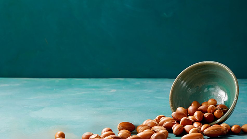semillas de Argán con fondo azul