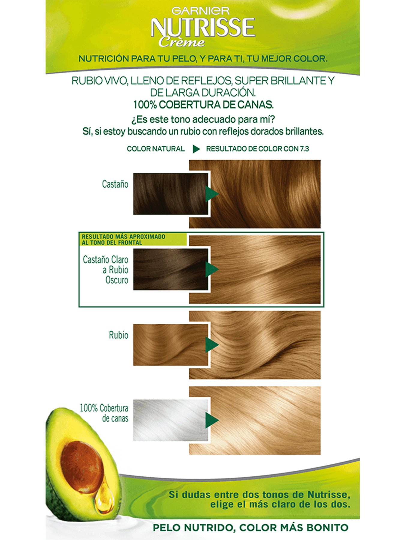 Coloración permanente rubio dorado 7.3 Nutrisse Garnier