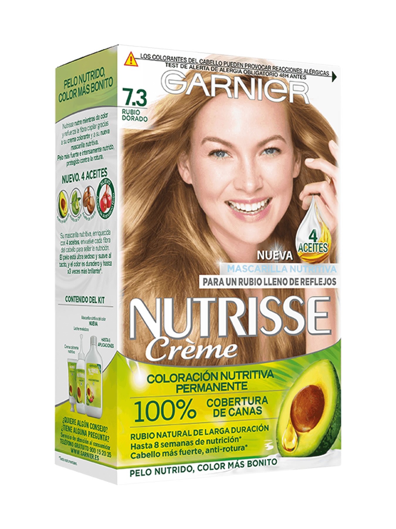 Coloración permanente rubio dorado 7.3 Nutrisse Garnier
