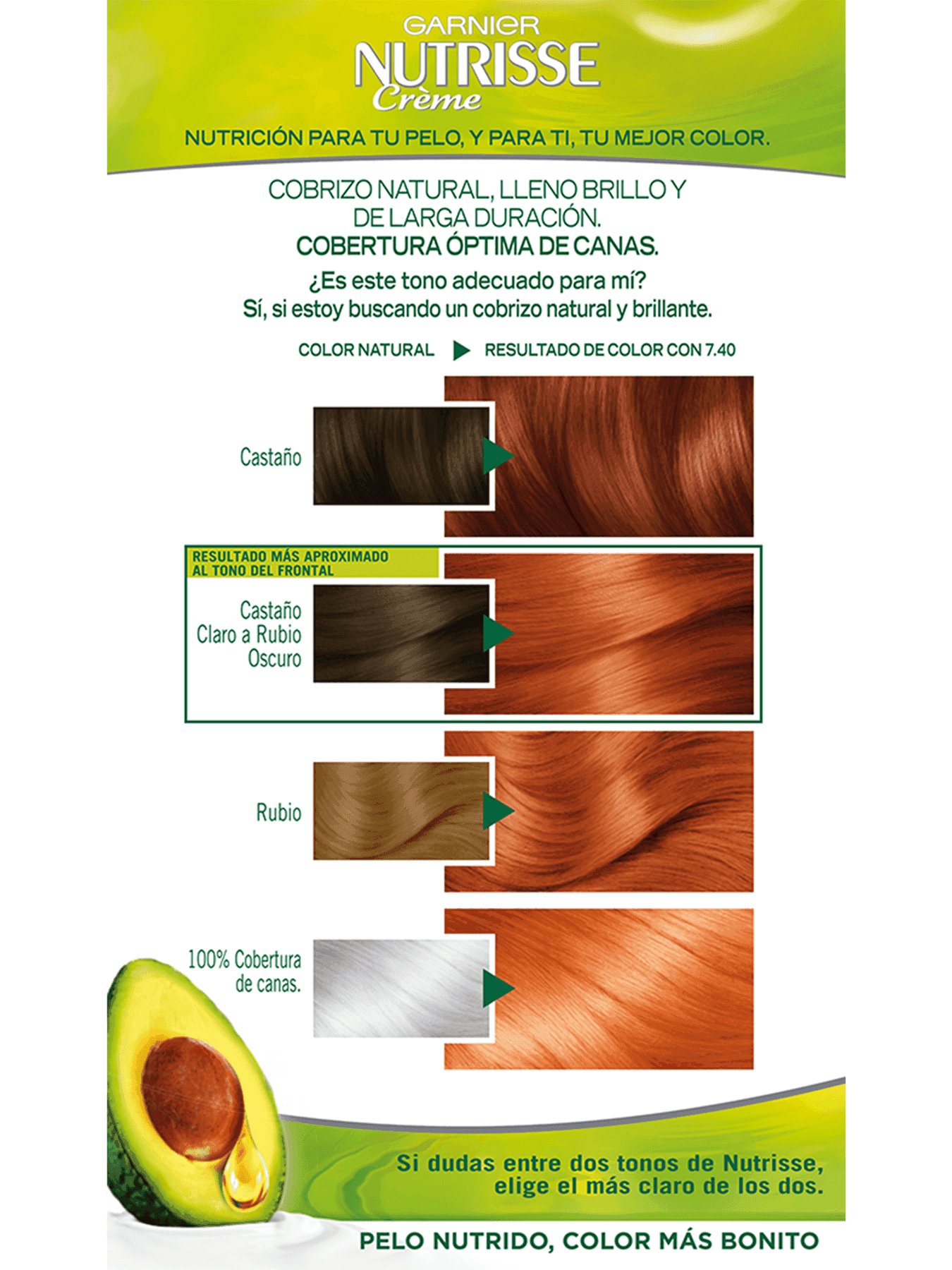 Coloración permanente rubio cobrizo 7.4 Nutrisse Garnier