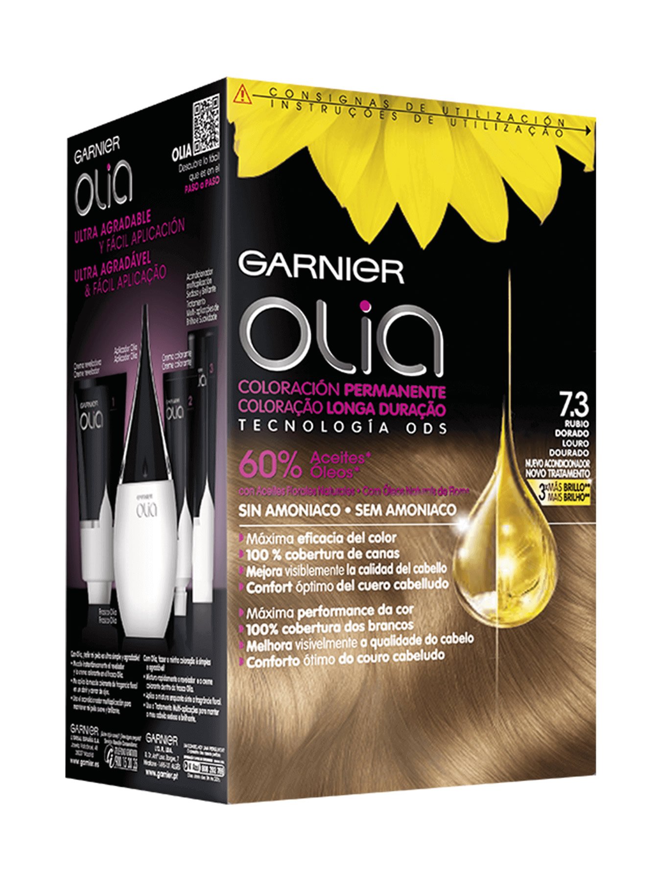 Coloración sin amoníaco rubio dorado 7.3 Olia Garnier