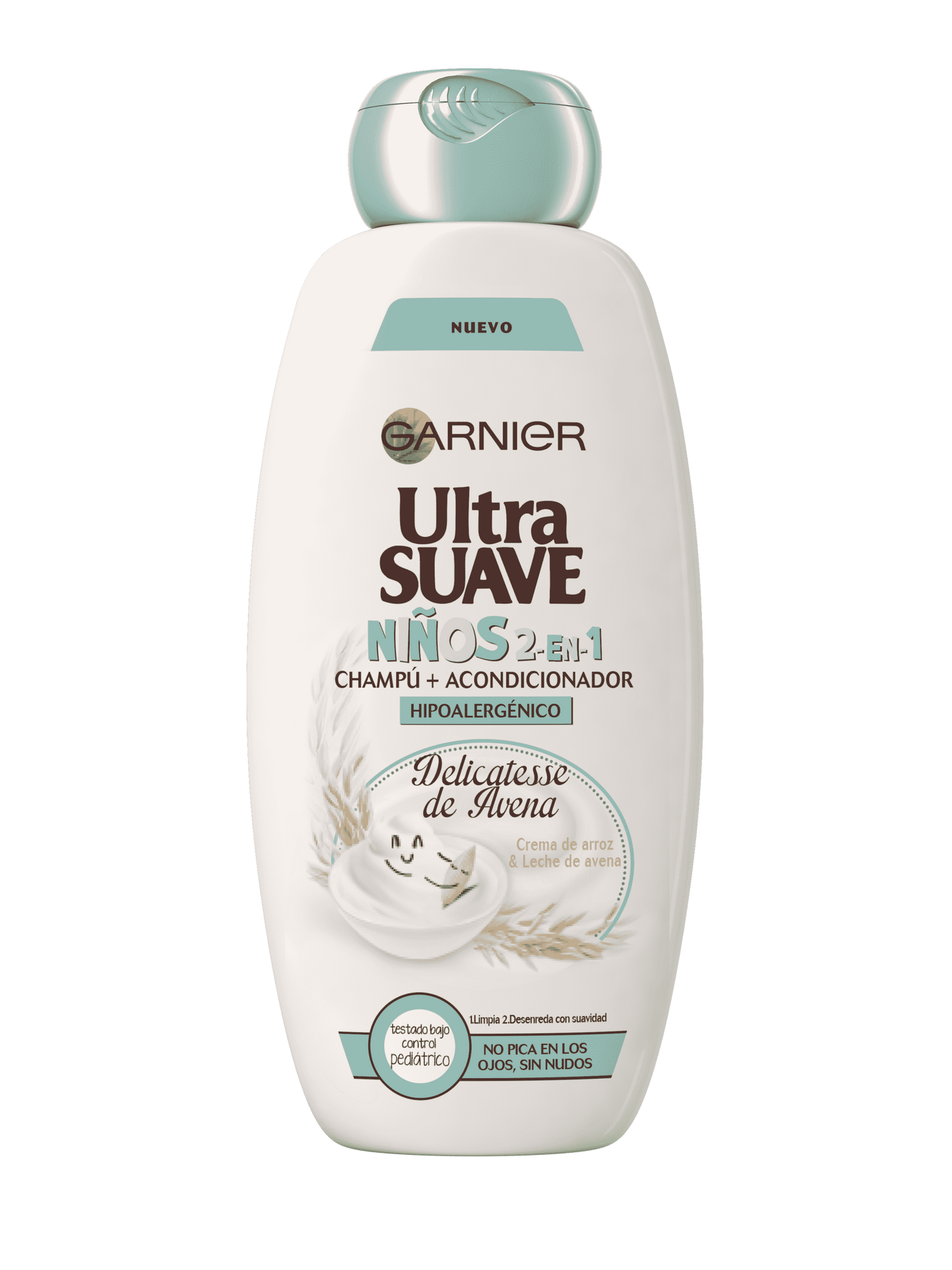 Champú 2 En 1 Garnier Ultra Suave Albaricoque - Para Niños - Fácil De Desenredar - Pack De 2 Unidades